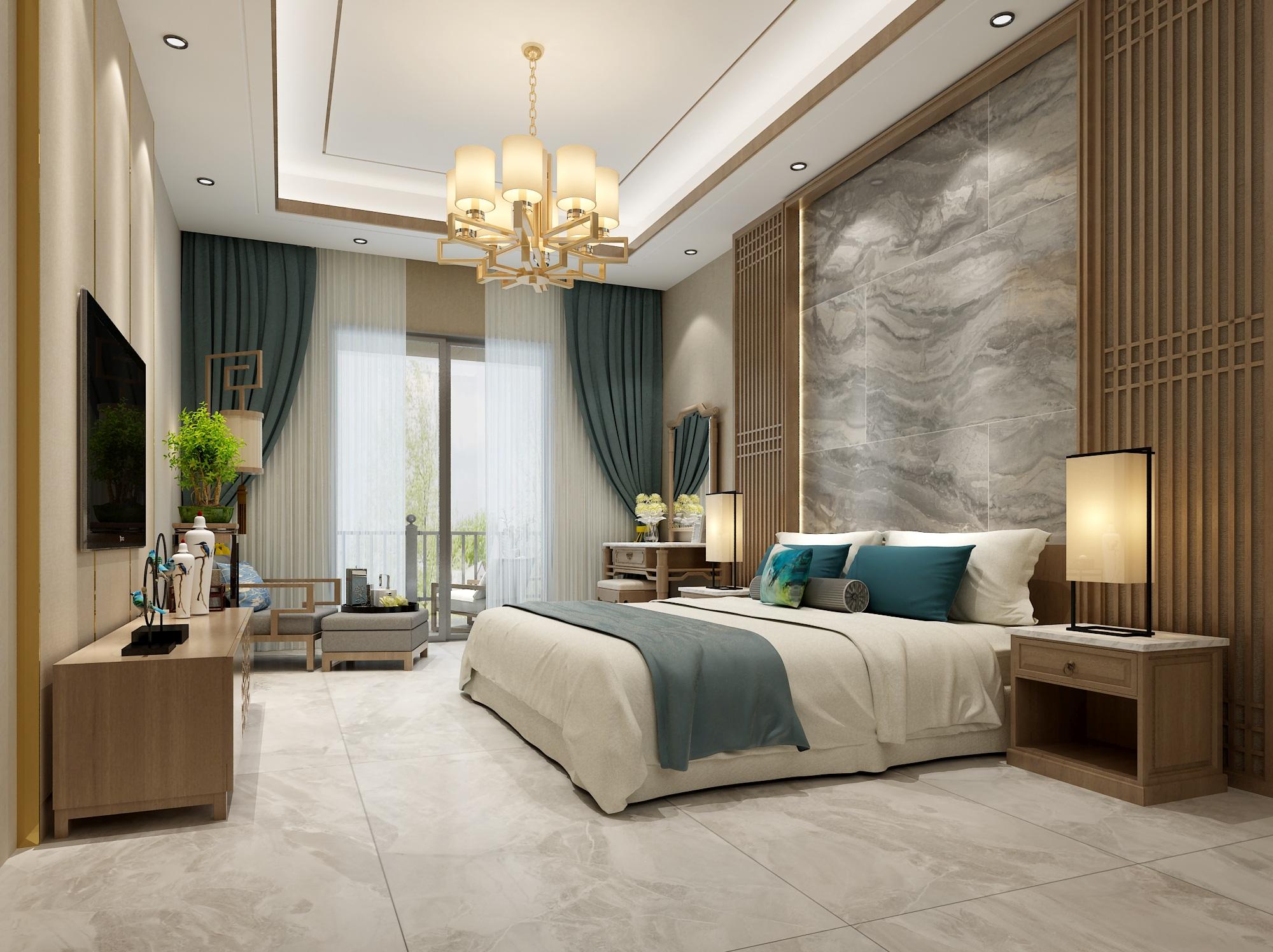 现代卧室冰糖玛瑙抛釉砖装修效果图